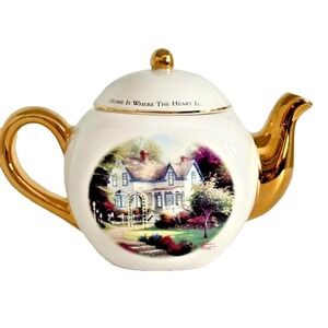 Thomas Kinkade Teapot Home Is Where The Heart Is II Gold Accents Teleflora